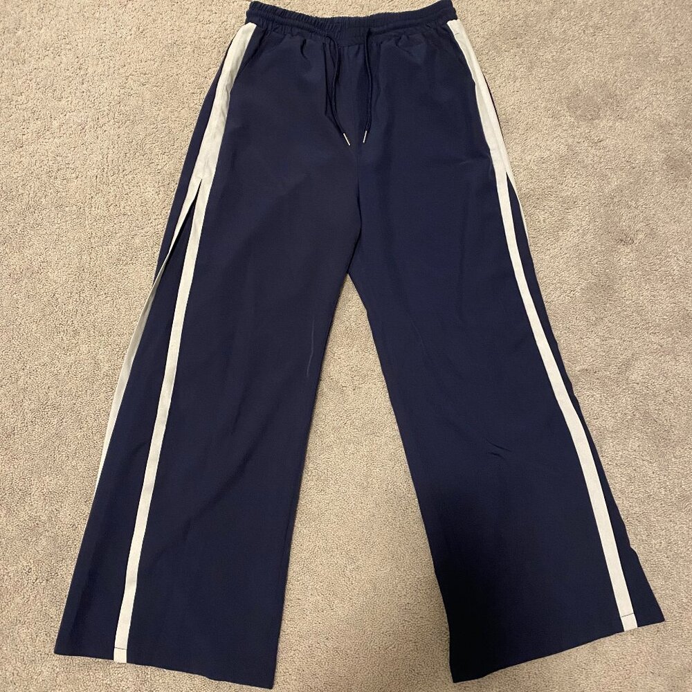Women’s Navy Track Pants with White Side Stripes